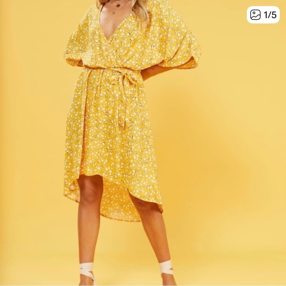 MinkPink Delicate Daze Floral High Low Midi Dress Small Feminine Dainty Picnic